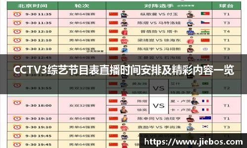 CCTV3综艺节目表直播时间安排及精彩内容一览